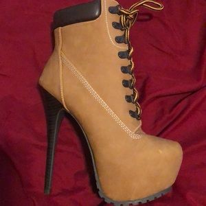 High heel Timberland style heel bootie- brand new